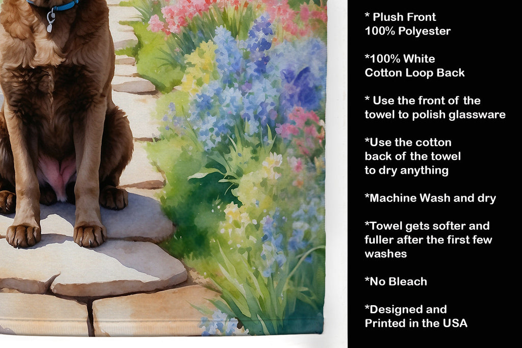Chesapeake Bay Retriever Spring Path Kitchen Towel Velour Plush Front and Cotton Loop Back Machine Washable