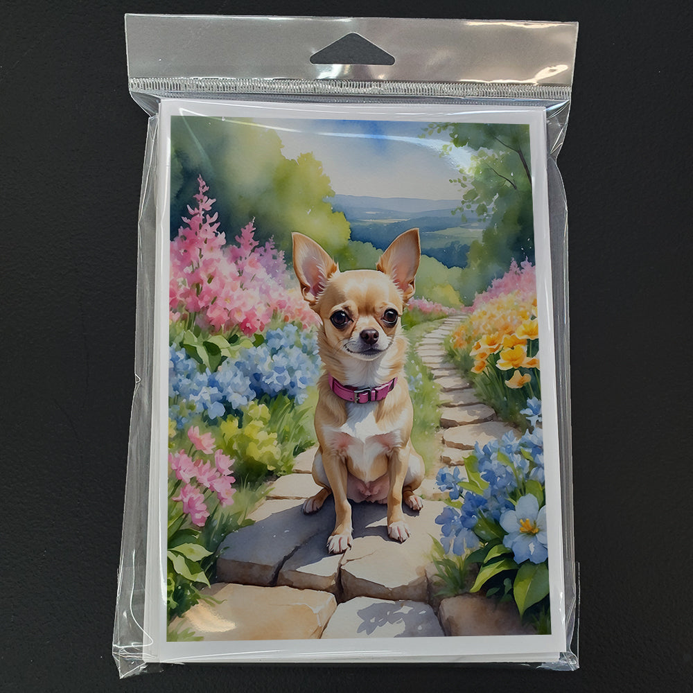 Chihuahua Spring Path Greeting Cards Pack of 8 Blank Cards with Envelopes Whimsical A7 Size 5x7