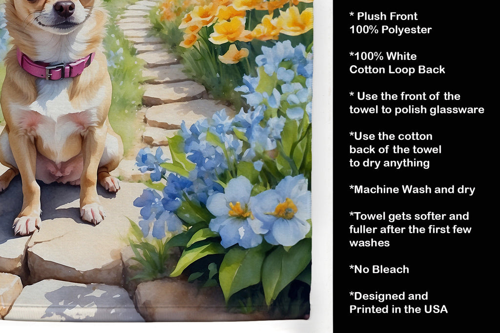 Chihuahua Spring Path Kitchen Towel Velour Plush Front and Cotton Loop Back Machine Washable