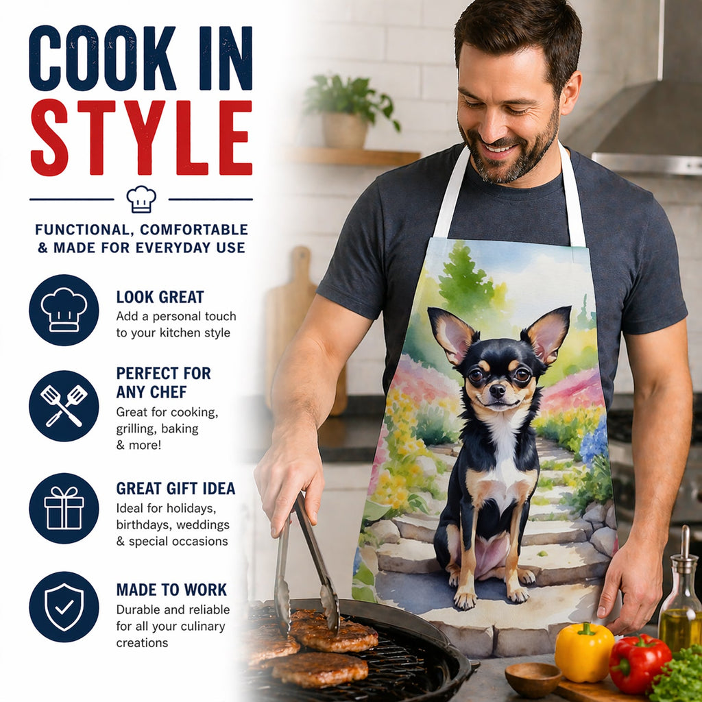 Chihuahua Spring Path Apron Cooking Kitchen Server Baking Crafts Gardening for Adult Women Men, Unisex, Large, Multicolor