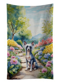 Chinese Crested Spring Path Kitchen Towel Velour Plush Front and Cotton Loop Back Machine Washable
