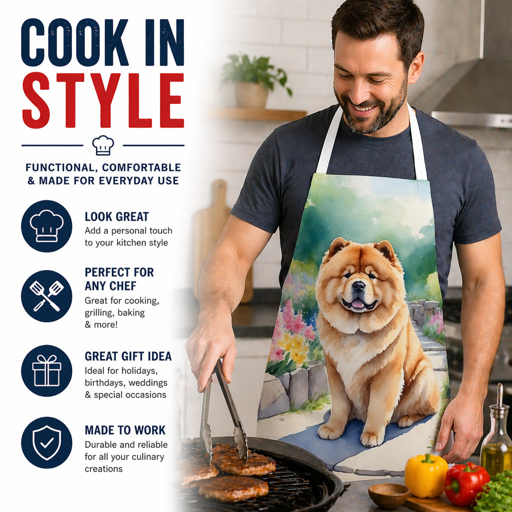 Chow Chow Spring Path Apron Cooking Kitchen Server Baking Crafts Gardening for Adult Women Men, Unisex, Large, Multicolor