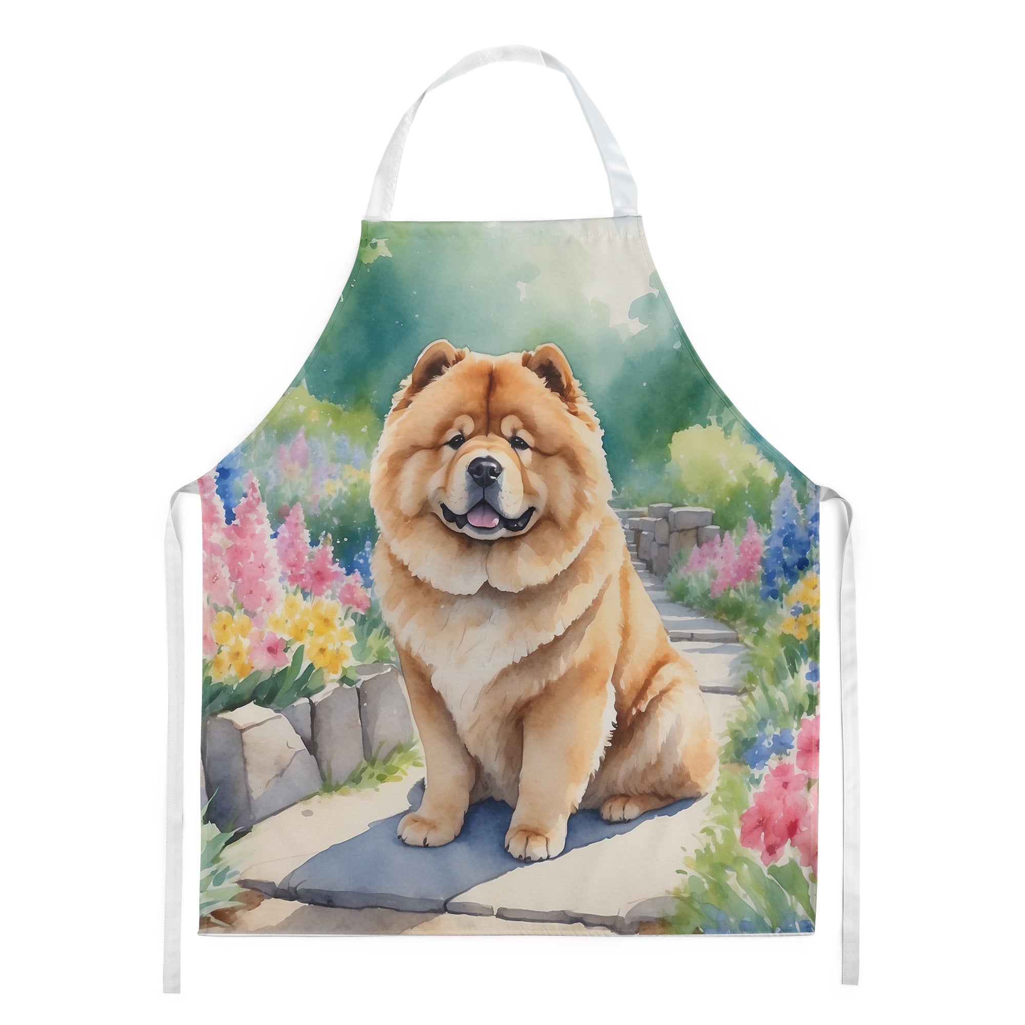 Chow Chow Spring Path Apron Cooking Kitchen Server Baking Crafts Gardening for Adult Women Men, Unisex, Large, Multicolor