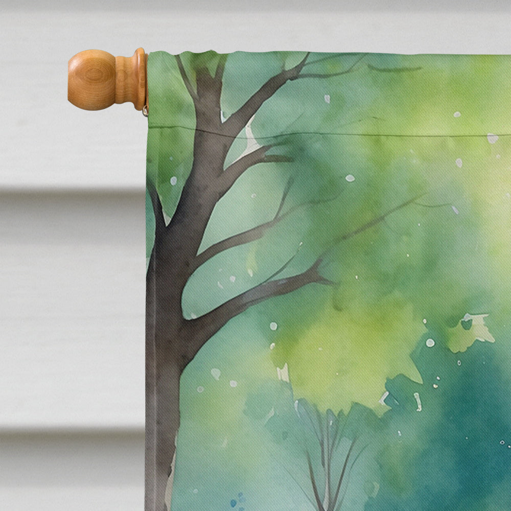 Chow Chow Spring Path House Flag 28x40 Porch Sleeve Pole Decorative Outside Yard Banner Artwork Wall Hanging, Polyester