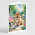 Chow Chow Spring Path Greeting Cards Pack of 8 Blank Cards with Envelopes Whimsical A7 Size 5x7