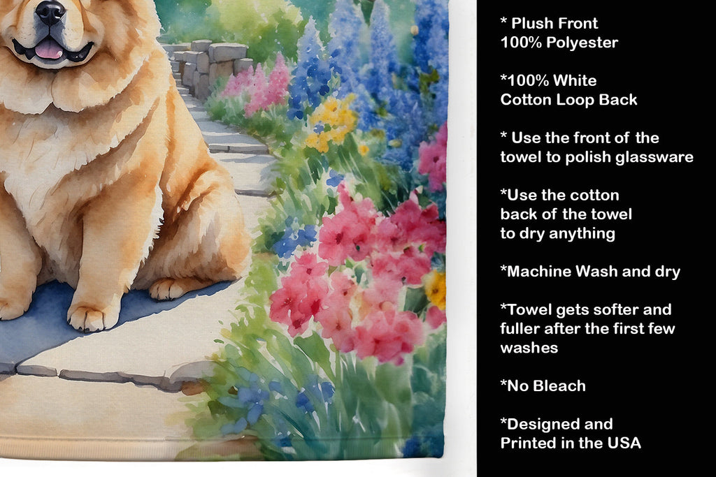 Chow Chow Spring Path Kitchen Towel Velour Plush Front and Cotton Loop Back Machine Washable