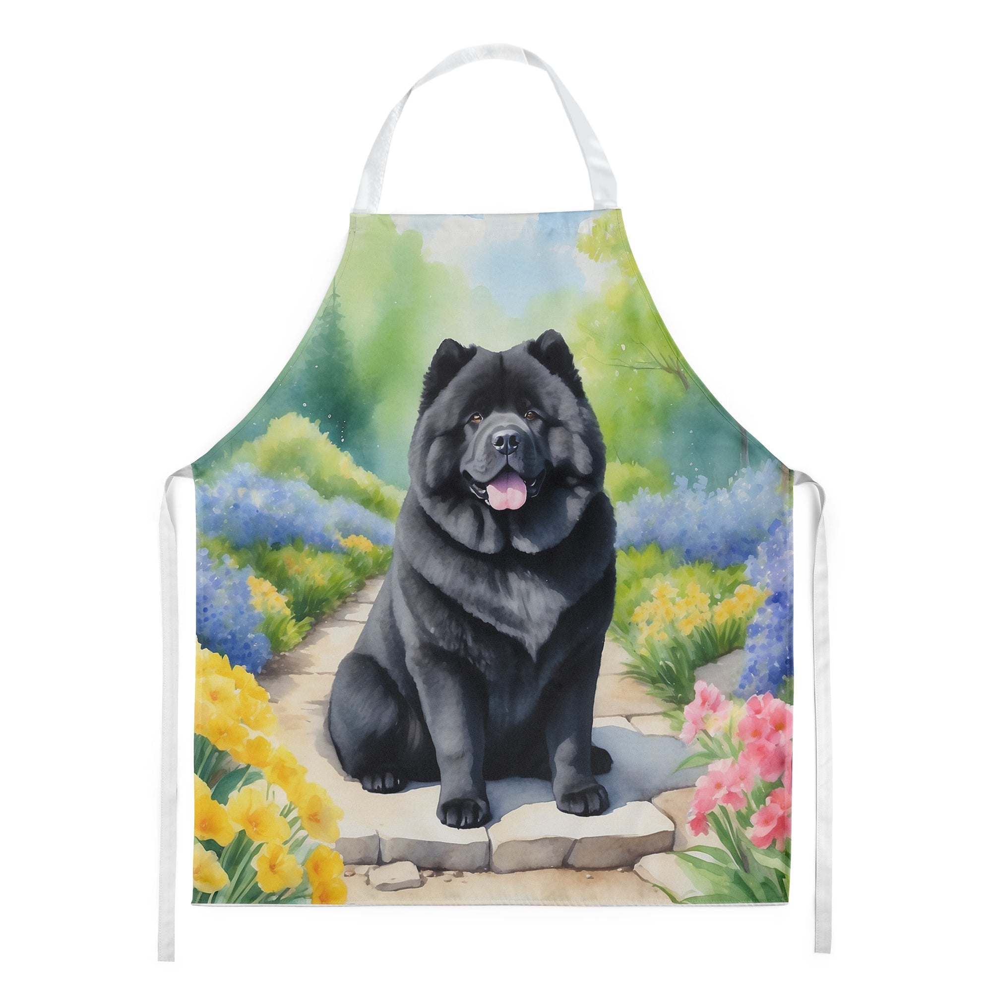 Chow Chow Spring Path Apron Cooking Kitchen Server Baking Crafts Gardening for Adult Women Men, Unisex, Large, Multicolor