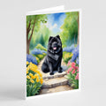 Chow Chow Spring Path Greeting Cards Pack of 8 Blank Cards with Envelopes Whimsical A7 Size 5x7