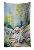 Clumber Spaniel Spring Path Kitchen Towel Velour Plush Front and Cotton Loop Back Machine Washable