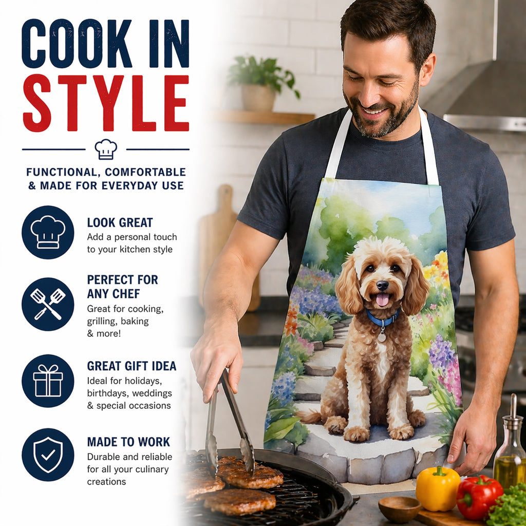 Cockapoo Spring Path Apron Cooking Kitchen Server Baking Crafts Gardening for Adult Women Men, Unisex, Large, Multicolor