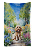 Cockapoo Spring Path Kitchen Towel Velour Plush Front and Cotton Loop Back Machine Washable