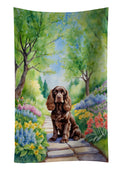 Cocker Spaniel Spring Path Kitchen Towel Velour Plush Front and Cotton Loop Back Machine Washable