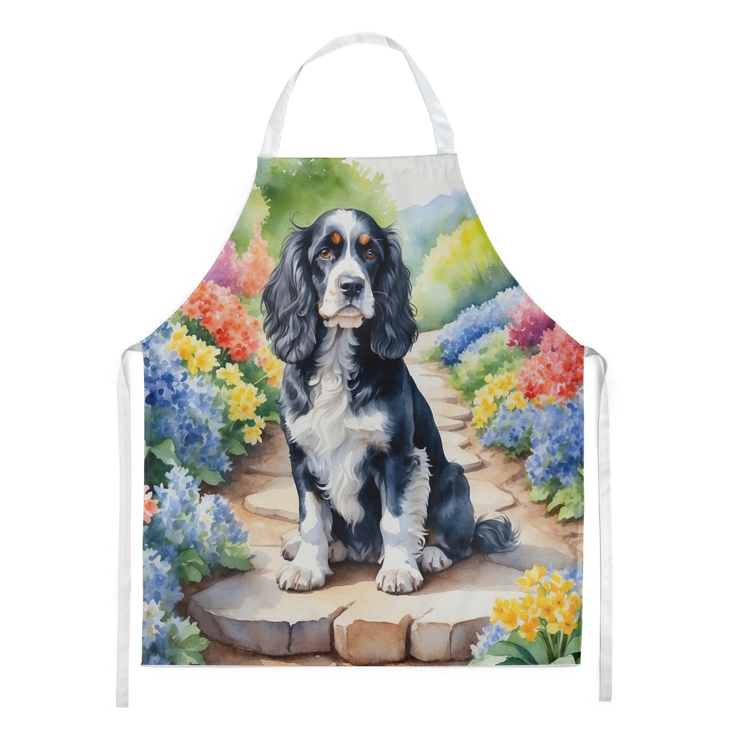 Cocker Spaniel Spring Path Apron Cooking Kitchen Server Baking Crafts Gardening for Adult Women Men, Unisex, Large, Multicolor