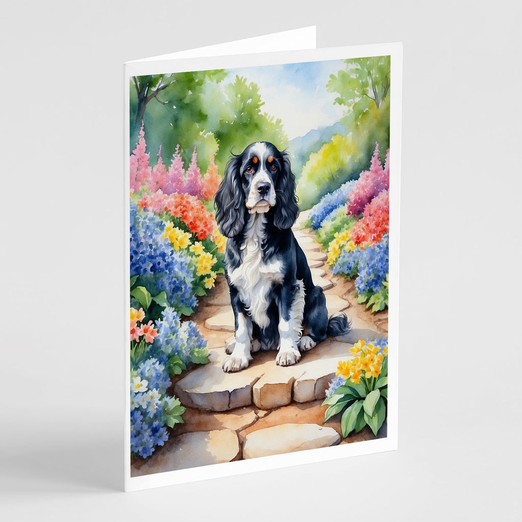 Cocker Spaniel Spring Path Greeting Cards Pack of 8 Blank Cards with Envelopes Whimsical A7 Size 5x7
