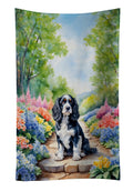 Cocker Spaniel Spring Path Kitchen Towel Velour Plush Front and Cotton Loop Back Machine Washable
