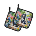 Cocker Spaniel Spring Path Pot Holder Set of 2 Heat Resistant Quilted Hot Pads 7.5 x 7.5 Inch, Insulated Kitchen Trivets for Cooking & Baking