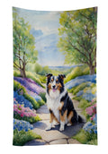 Collie Spring Path Kitchen Towel Velour Plush Front and Cotton Loop Back Machine Washable
