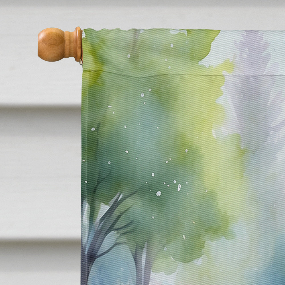 Corgi Spring Path House Flag 28x40 Porch Sleeve Pole Decorative Outside Yard Banner Artwork Wall Hanging, Polyester