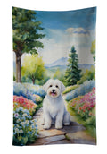 Coton de Tulear Spring Path Kitchen Towel Velour Plush Front and Cotton Loop Back Machine Washable