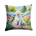 Coton de Tulear Spring Path Decorative Throw Pillow 18x18 Indoor Outdoor Accent Cushion, Fabric Cover with Insert for Sofa, Bed, Porch & Living Room