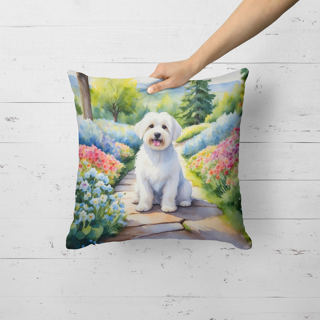 Coton de Tulear Spring Path Decorative Throw Pillow 18x18 Indoor Outdoor Accent Cushion, Fabric Cover with Insert for Sofa, Bed, Porch & Living Room