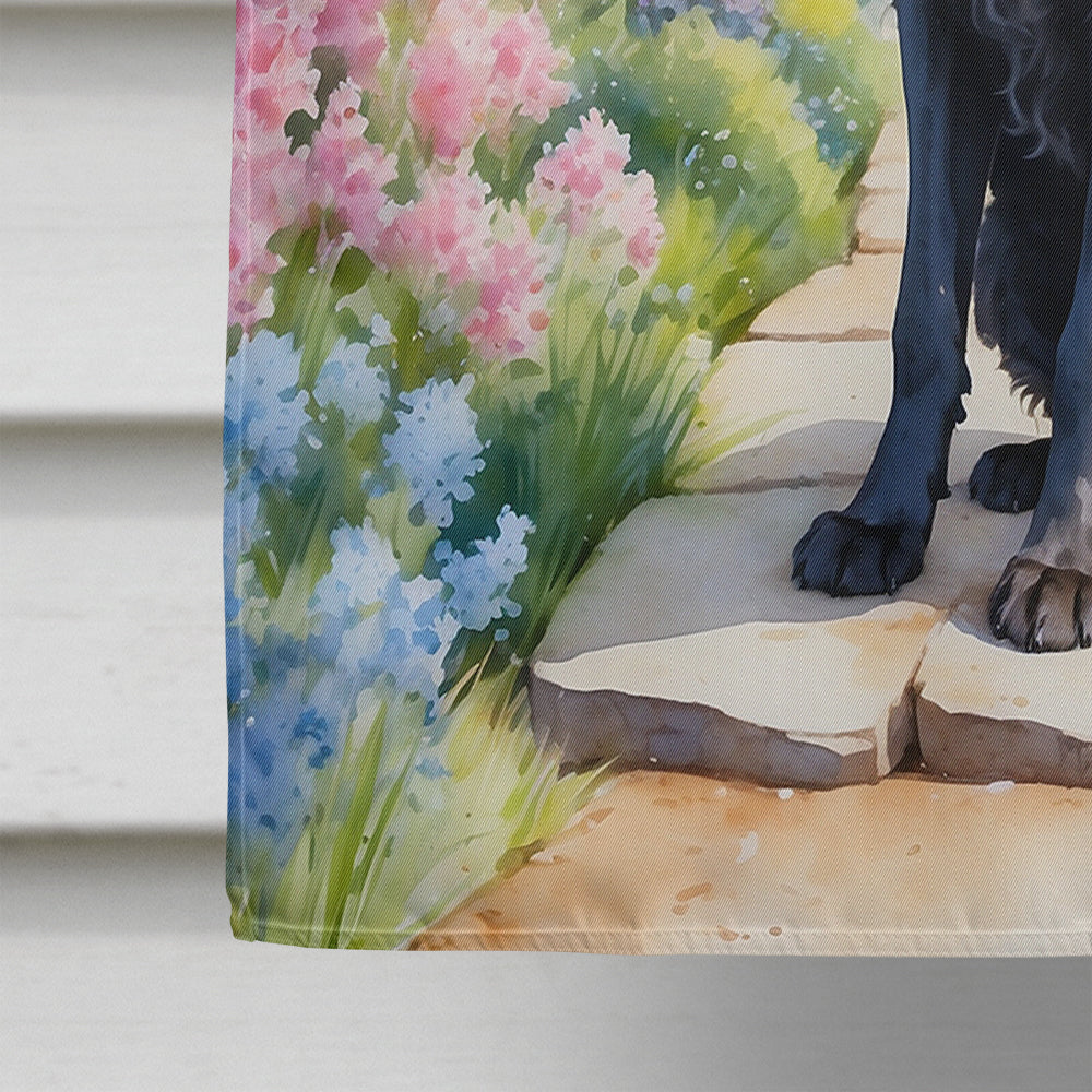 Curly-Coated Retriever Spring Path House Flag 28x40 Porch Sleeve Pole Decorative Outside Yard Banner Artwork Wall Hanging, Polyester