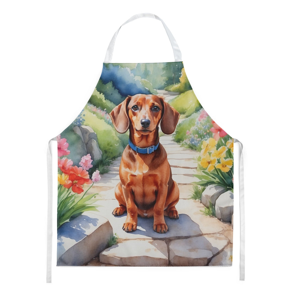 Dachshund Spring Path Apron Cooking Kitchen Server Baking Crafts Gardening for Adult Women Men, Unisex, Large, Multicolor