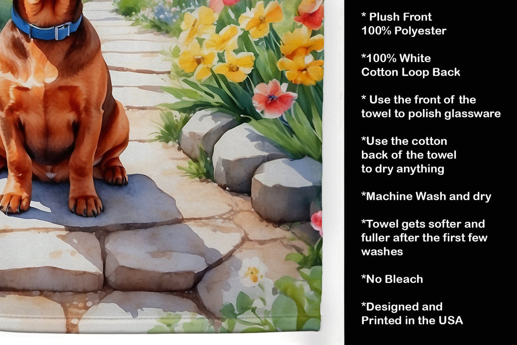 Dachshund Spring Path Kitchen Towel Velour Plush Front and Cotton Loop Back Machine Washable