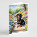 Dachshund Spring Path Greeting Cards Pack of 8 Blank Cards with Envelopes Whimsical A7 Size 5x7