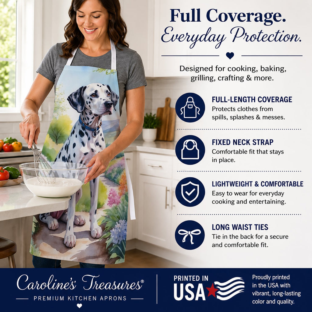 Dalmatian Spring Path Apron Cooking Kitchen Server Baking Crafts Gardening for Adult Women Men, Unisex, Large, Multicolor
