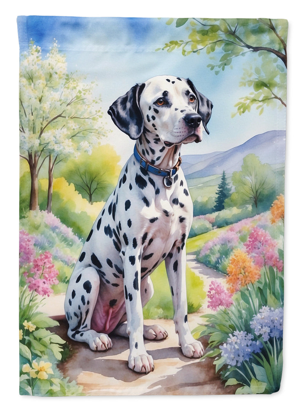 Dalmatian Spring Path House Flag 28x40 Porch Sleeve Pole Decorative Outside Yard Banner Artwork Wall Hanging, Polyester