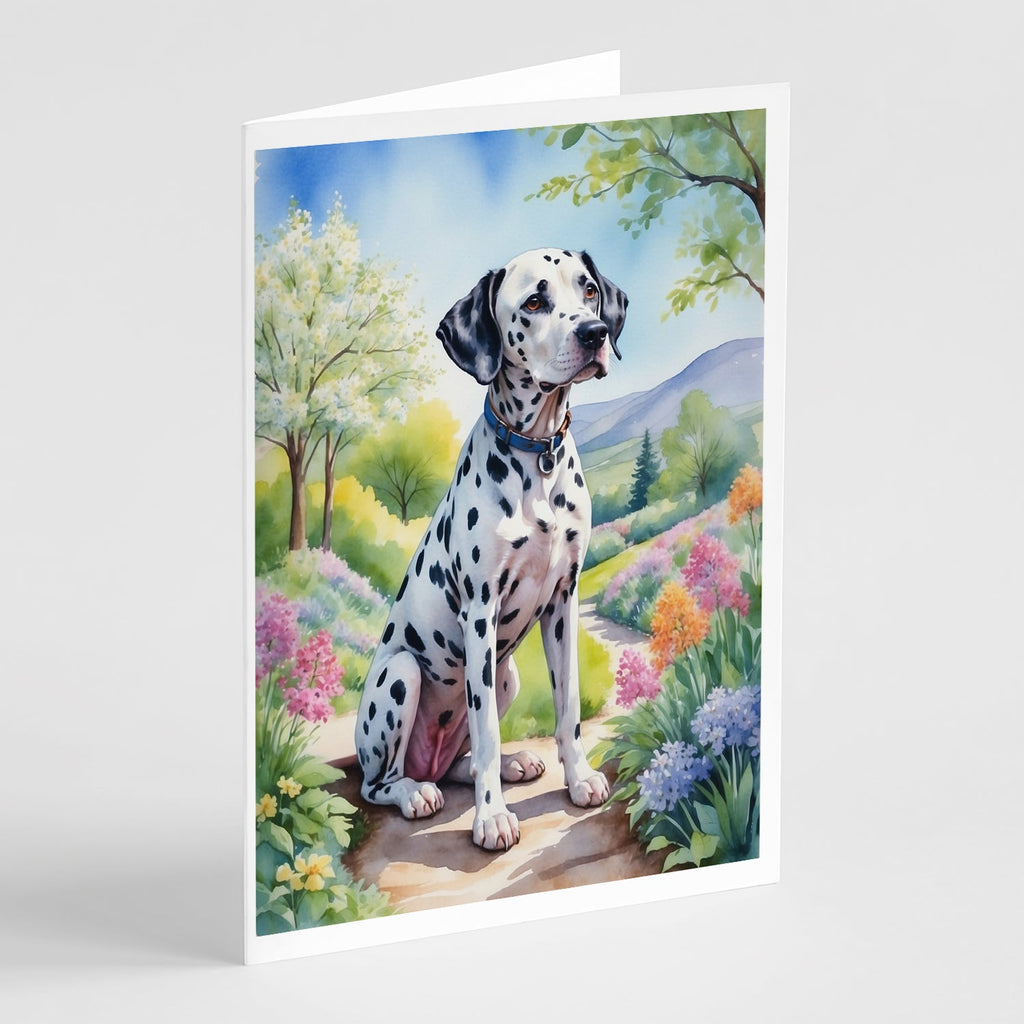Dalmatian Spring Path Greeting Cards Pack of 8 Blank Cards with Envelopes Whimsical A7 Size 5x7