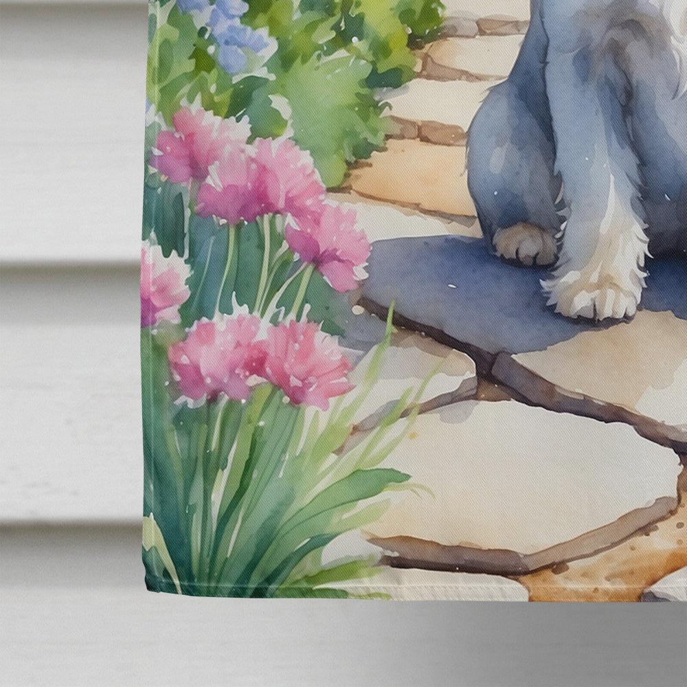 Dandie Dinmont Terrier Spring Path House Flag 28x40 Porch Sleeve Pole Decorative Outside Yard Banner Artwork Wall Hanging, Polyester
