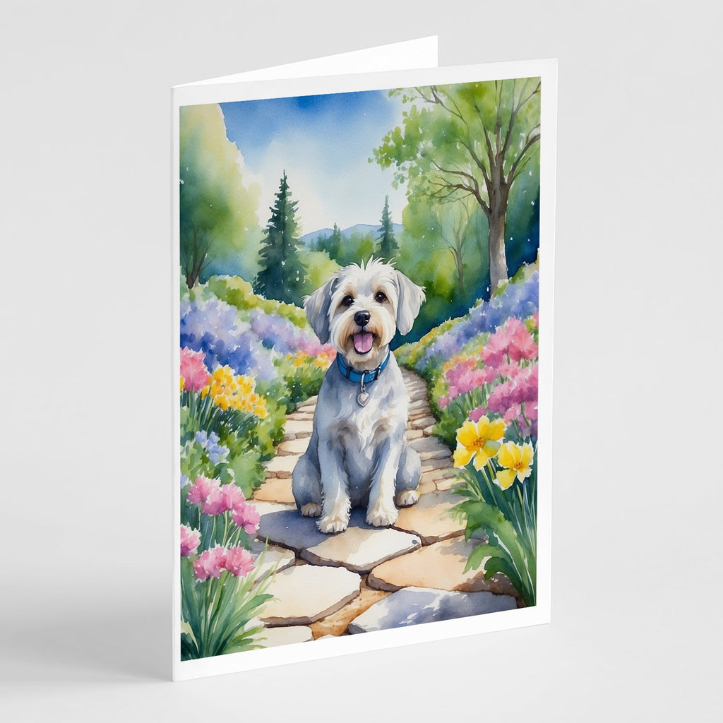 Dandie Dinmont Terrier Spring Path Greeting Cards Pack of 8 Blank Cards with Envelopes Whimsical A7 Size 5x7