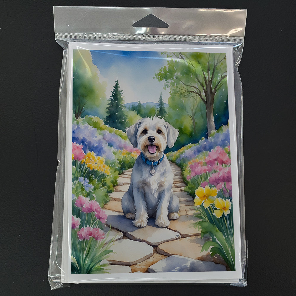 Dandie Dinmont Terrier Spring Path Greeting Cards Pack of 8 Blank Cards with Envelopes Whimsical A7 Size 5x7