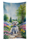 Dandie Dinmont Terrier Spring Path Kitchen Towel Velour Plush Front and Cotton Loop Back Machine Washable