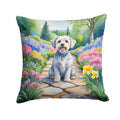 Dandie Dinmont Terrier Spring Path Decorative Throw Pillow 18x18 Indoor Outdoor Accent Cushion, Fabric Cover with Insert for Sofa, Bed, Porch & Living Room