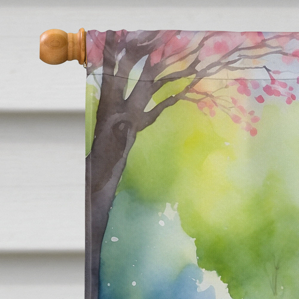Doberman Pinscher Spring Path House Flag 28x40 Porch Sleeve Pole Decorative Outside Yard Banner Artwork Wall Hanging, Polyester