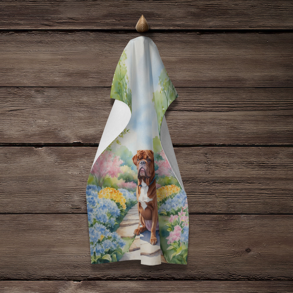 Dogue de Bordeaux Spring Path Kitchen Towel Velour Plush Front and Cotton Loop Back Machine Washable