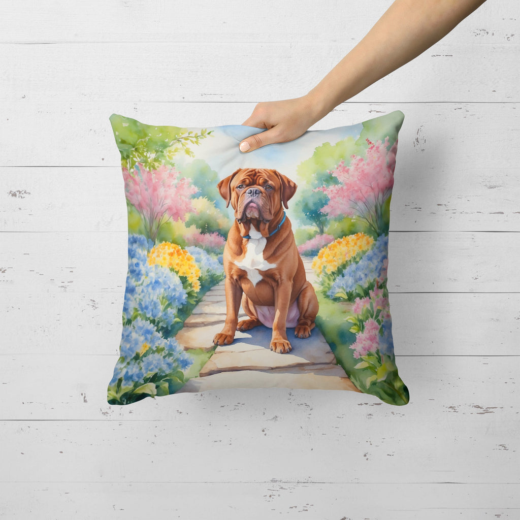 Dogue de Bordeaux Spring Path Decorative Throw Pillow 18x18 Indoor Outdoor Accent Cushion, Fabric Cover with Insert for Sofa, Bed, Porch & Living Room