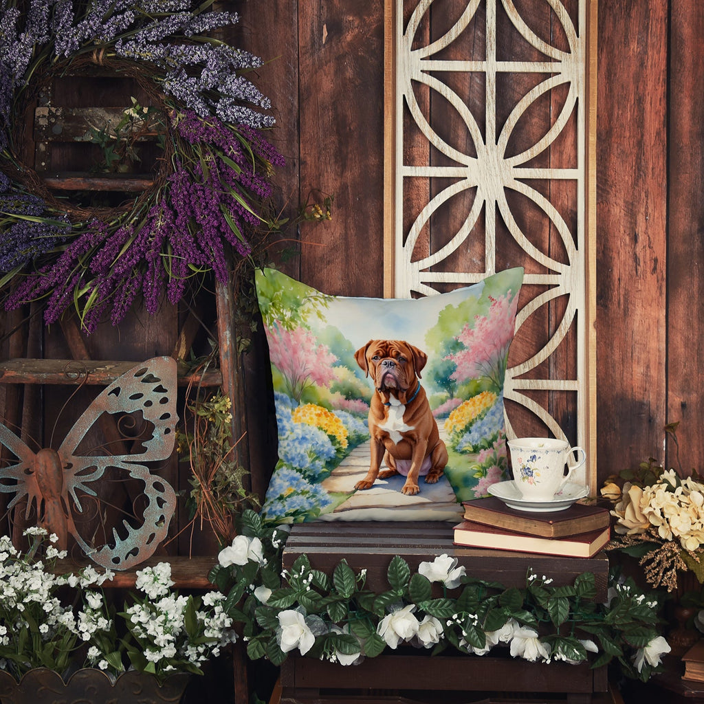 Dogue de Bordeaux Spring Path Decorative Throw Pillow 18x18 Indoor Outdoor Accent Cushion, Fabric Cover with Insert for Sofa, Bed, Porch & Living Room