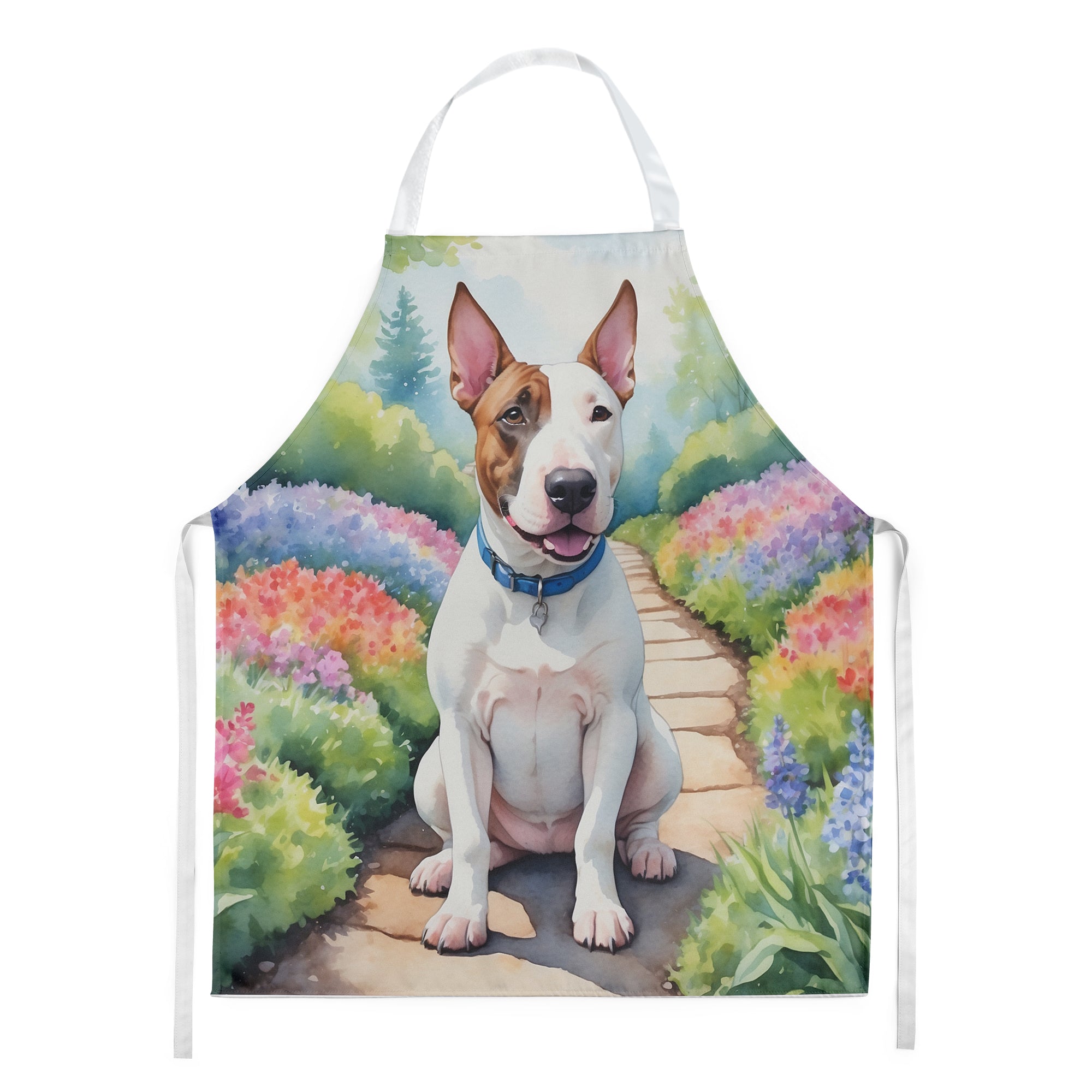 English Bull Terrier Spring Path Apron Cooking Kitchen Server Baking Crafts Gardening for Adult Women Men, Unisex, Large, Multicolor