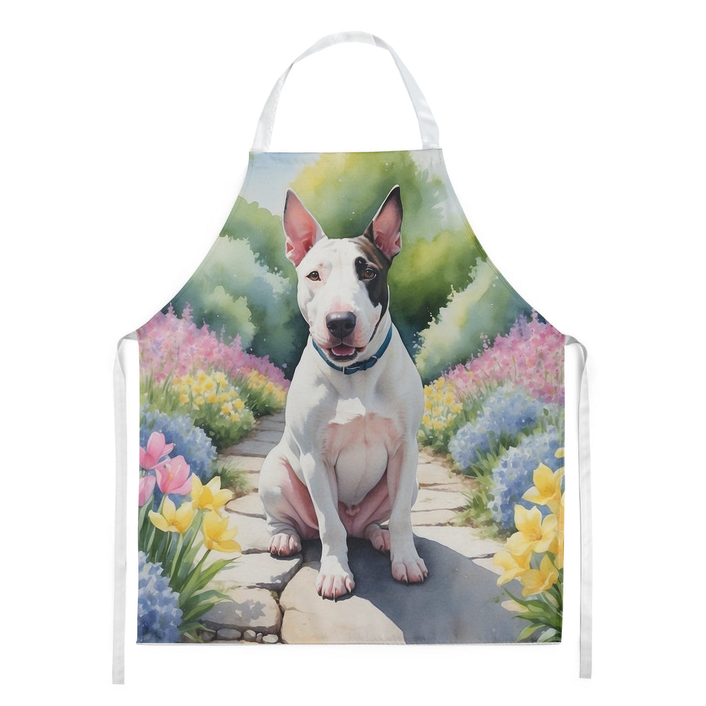 English Bull Terrier Spring Path Apron Cooking Kitchen Server Baking Crafts Gardening for Adult Women Men, Unisex, Large, Multicolor