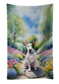 English Bull Terrier Spring Path Kitchen Towel Velour Plush Front and Cotton Loop Back Machine Washable