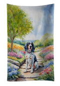 English Setter Spring Path Kitchen Towel Velour Plush Front and Cotton Loop Back Machine Washable