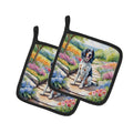 English Setter Spring Path Pot Holder Set of 2 Heat Resistant Quilted Hot Pads 7.5 x 7.5 Inch, Insulated Kitchen Trivets for Cooking & Baking
