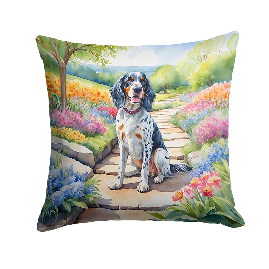 English Setter Spring Path Decorative Throw Pillow 18x18 Indoor Outdoor Accent Cushion, Fabric Cover with Insert for Sofa, Bed, Porch & Living Room