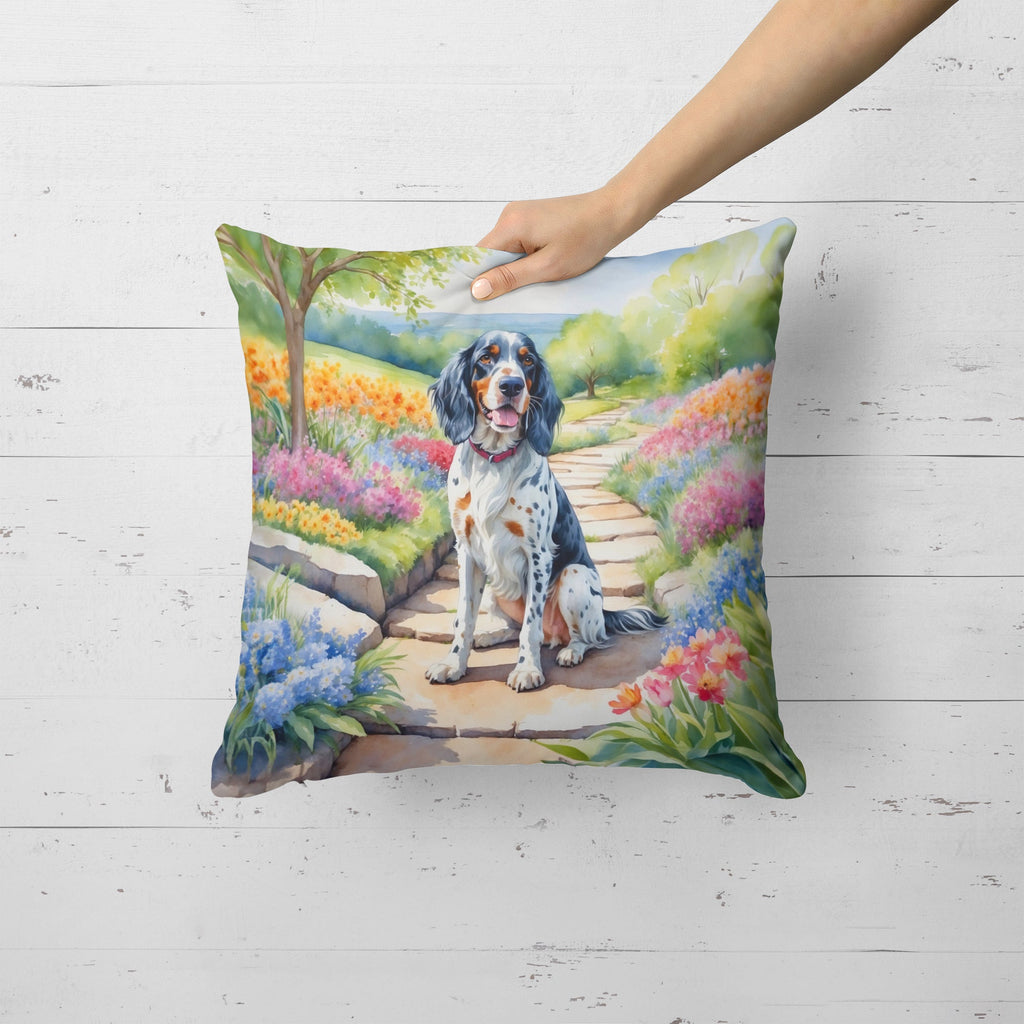 English Setter Spring Path Decorative Throw Pillow 18x18 Indoor Outdoor Accent Cushion, Fabric Cover with Insert for Sofa, Bed, Porch & Living Room