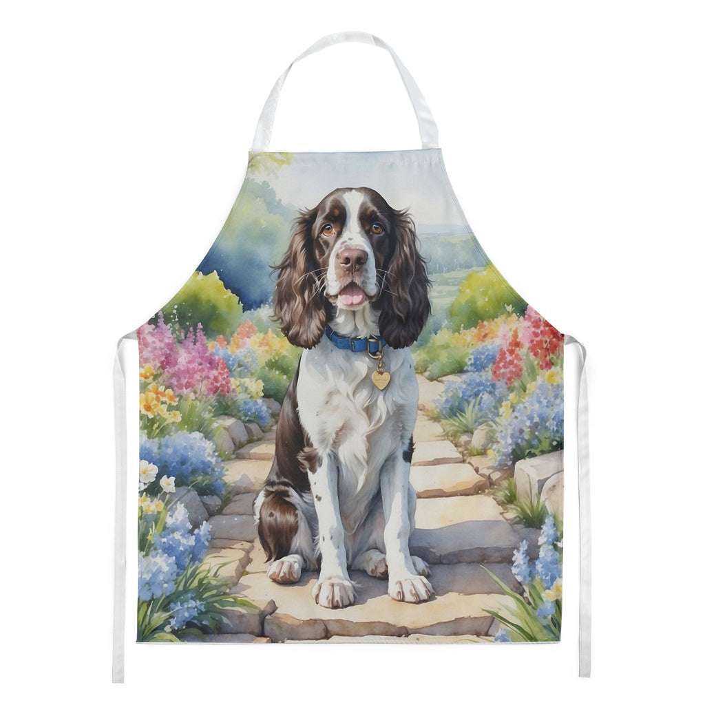 English Springer Spaniel Spring Path Apron Cooking Kitchen Server Baking Crafts Gardening for Adult Women Men, Unisex, Large, Multicolor