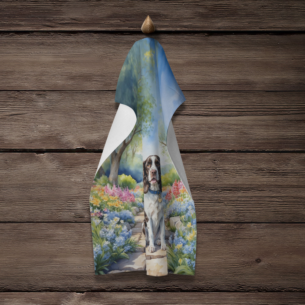 English Springer Spaniel Spring Path Kitchen Towel Velour Plush Front and Cotton Loop Back Machine Washable